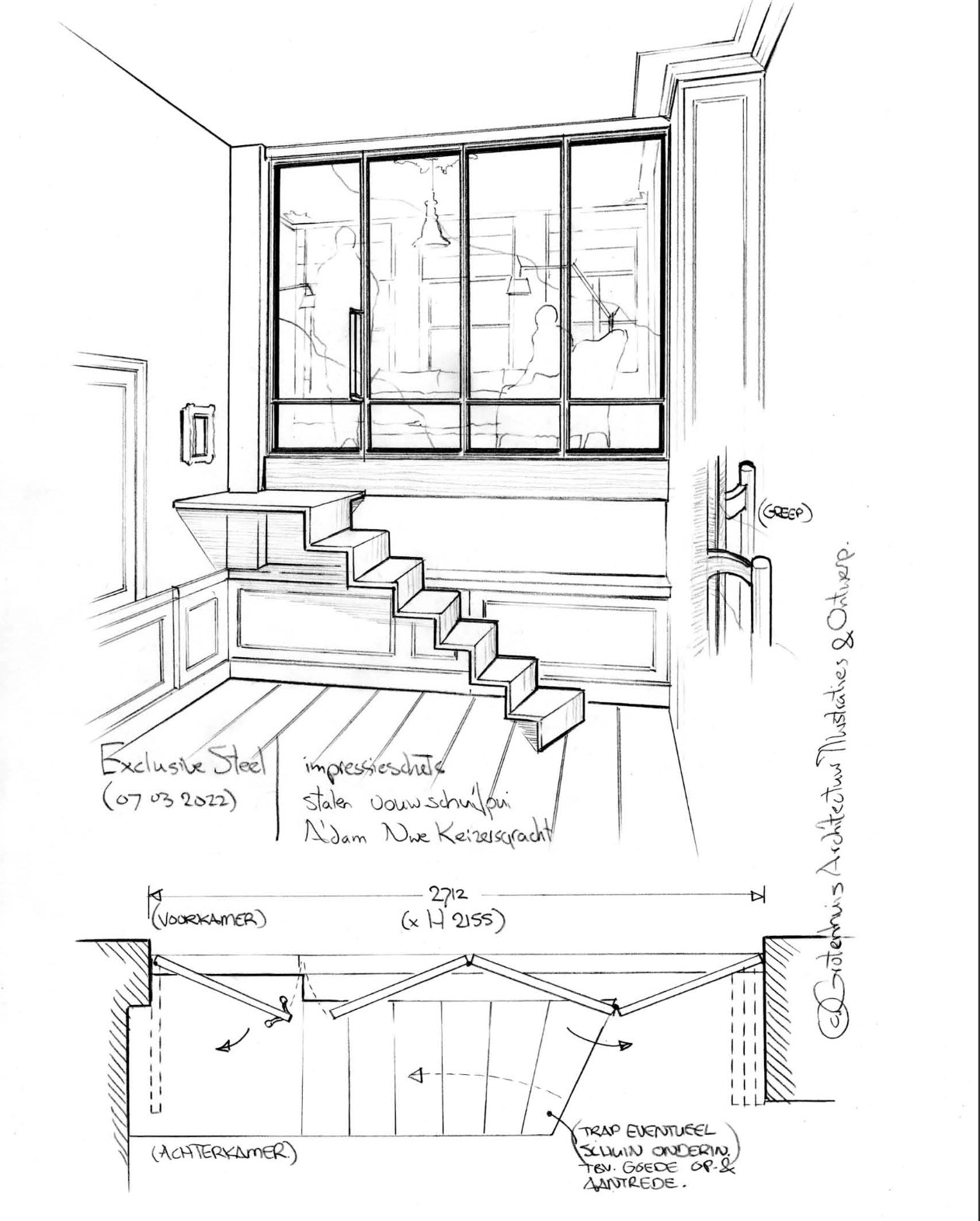 Tekening stalen harmonicadeuren